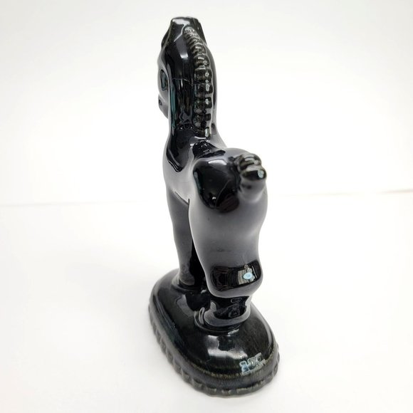 Black Glossy Trojan Horse Figurine Vintage Statue Glossy Repaired PR325 - Picture 3 of 8